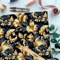 Ткань премиум бифлекс золотые листья