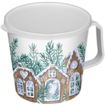 Контейнер-кружка «IZI-GO» 750мл с крышкой с декором (белый)