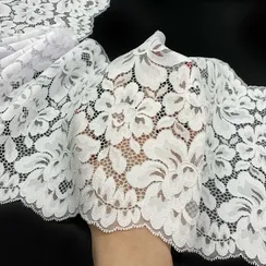 Кружево эластичное белое 22 см, Китай