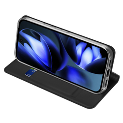 Чехол книжка из кожи черного цвета для Google Pixel 10a, серия Skin Pro Series от Dux Ducis