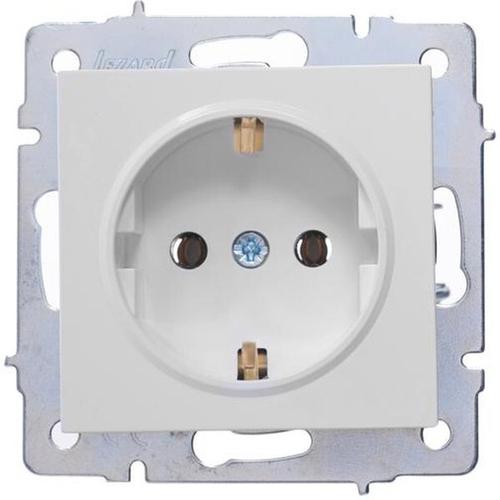 Розетка 1-м СП Vesna с заземл. ПБТ механизм бел. LEZARD