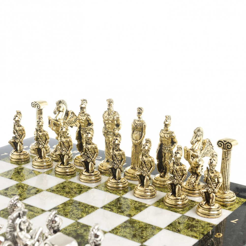 Шахматы "Восточные" доска 40х40 см мрамор змеевик фигуры металл G 122621