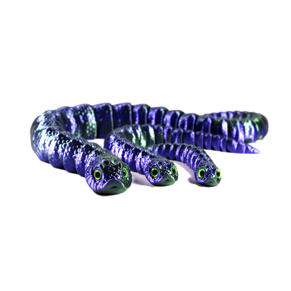 Гибкая игрушка-антистресс, змея сине-зеленая с глазами 13 см.