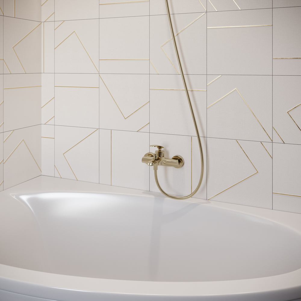 Смеситель для ванны с душем STWORKI Гётеборг S03100GG глянцевое золото