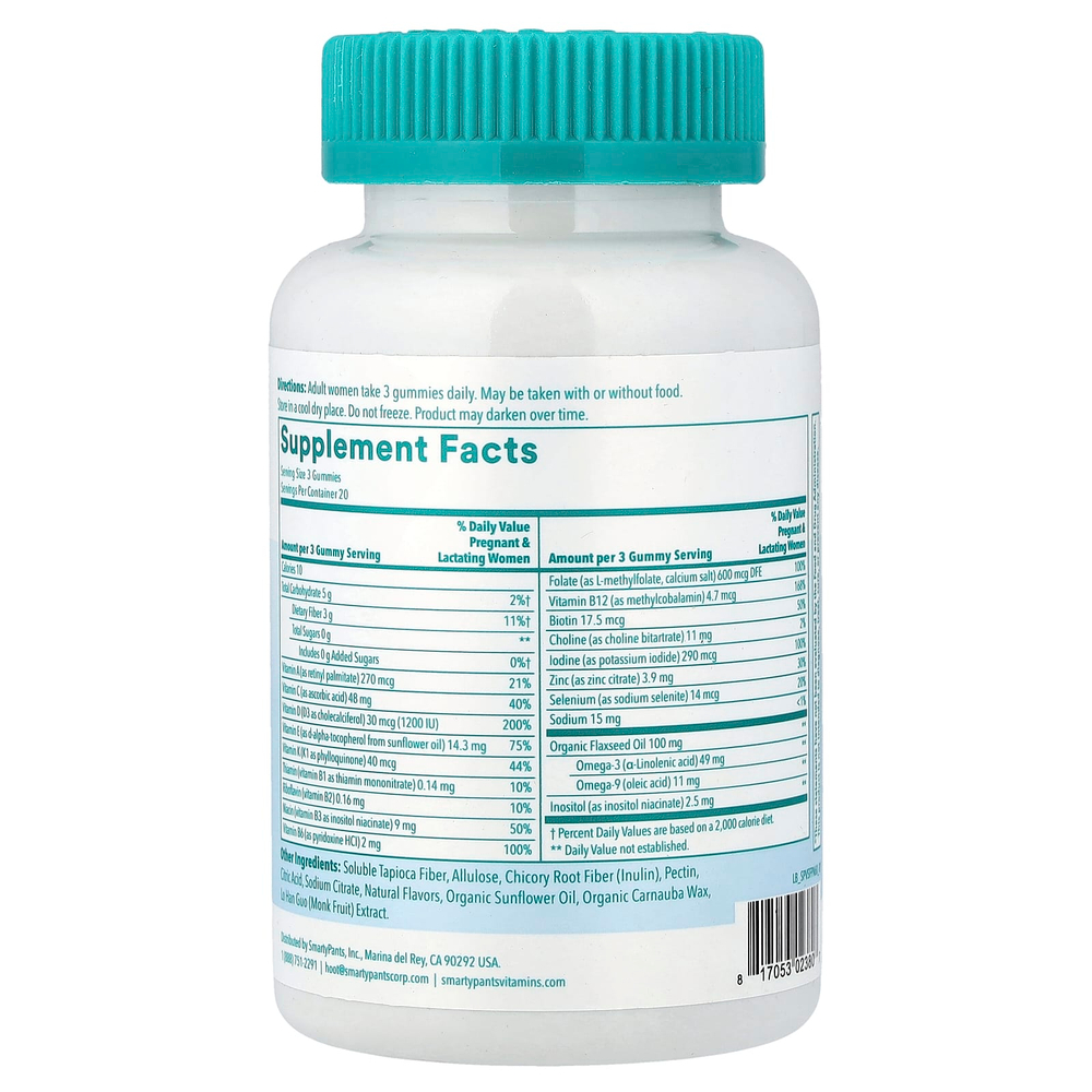 SmartyPants, мультивитамины и омега для беременных, без сахара, с лимонным вкусом, 60 жевательных таблеток
