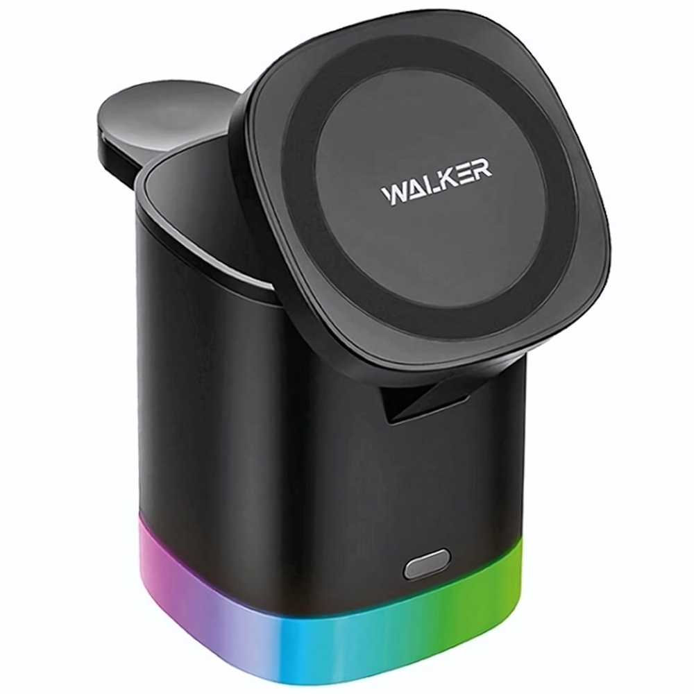 Беспроводное ЗУ WALKER WH-55, 18Вт, быстрый заряд Qi, 3в1, черное