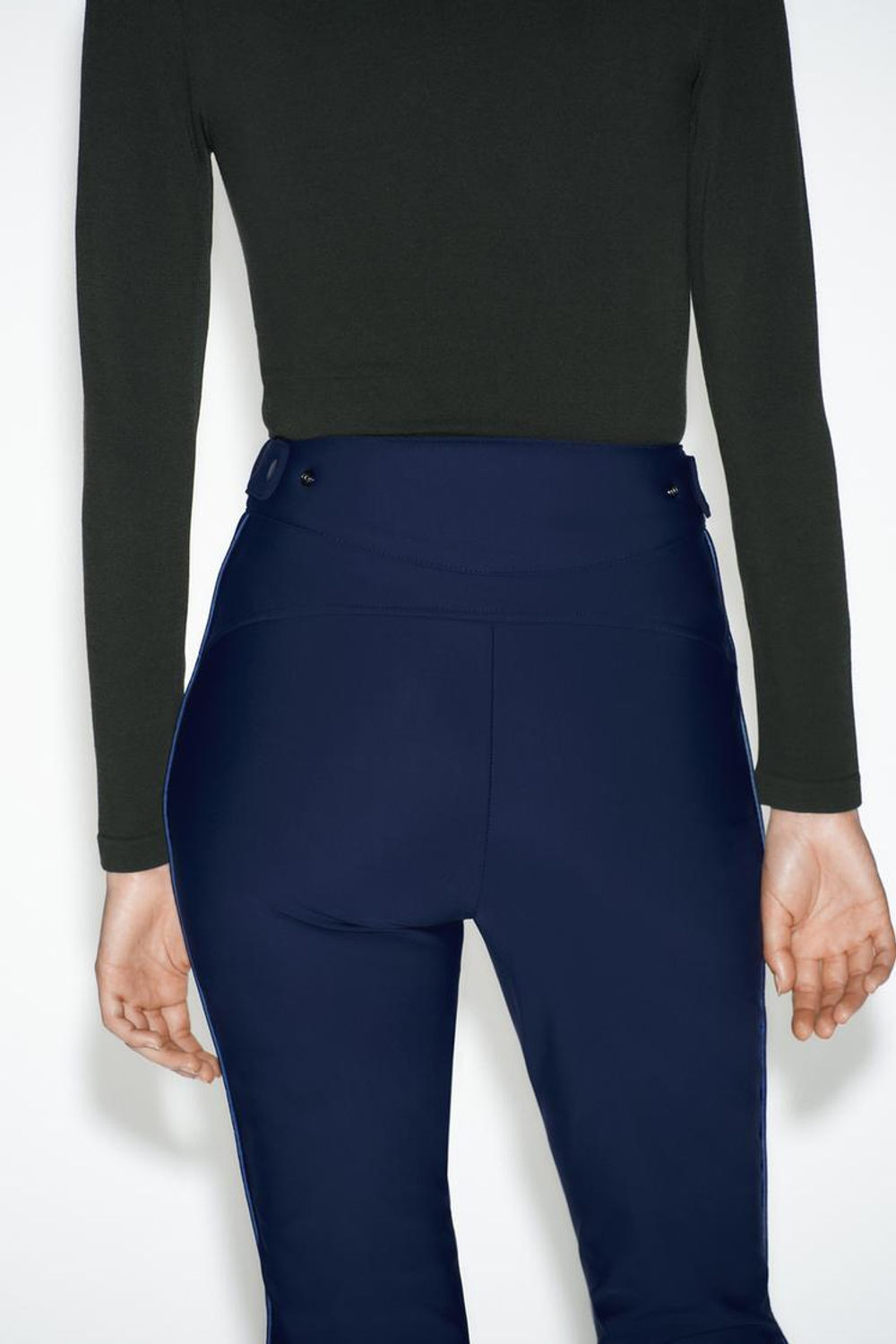 ZARA ВЕТРОЗАЩИТНЫЕ И ВОДОНЕПРОНИЦАЕМЫЕ БРЮКИ С ВЫСОКОЙ ПОСАДКОЙ, СИНИЙ