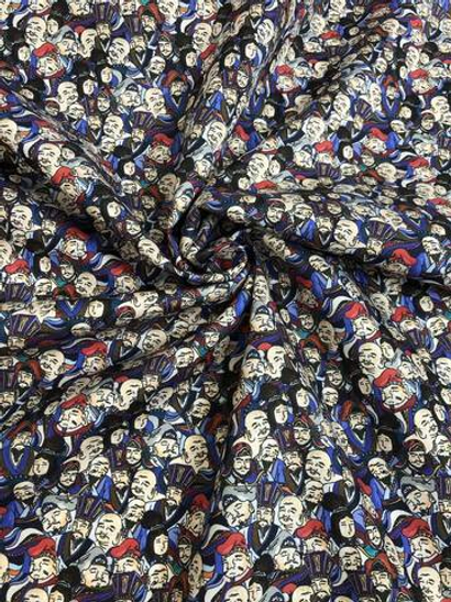 Коттон рубашечный, принт лица людей, хлопок