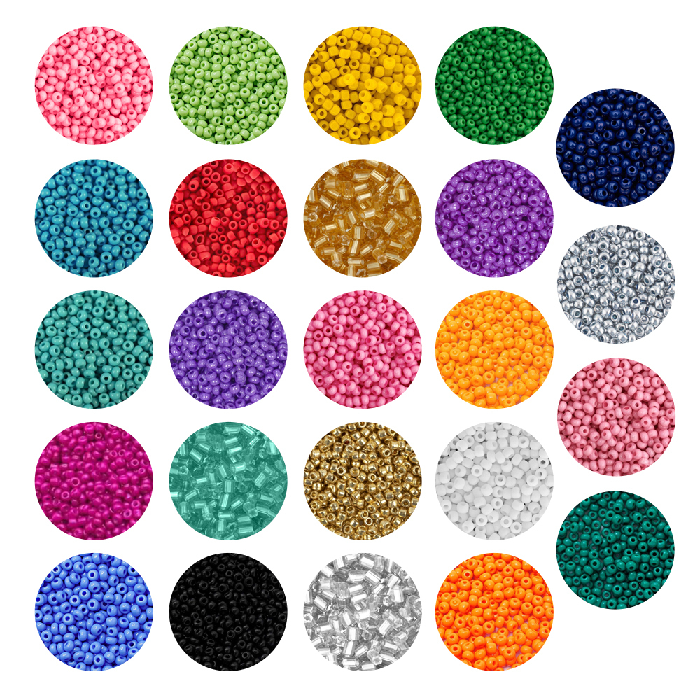 Набор бисера для плетения, бусина размер 14/0, стеклярус 9/0, NB-Nabil, 24 цвета, прозрачный прямоугольный кейс