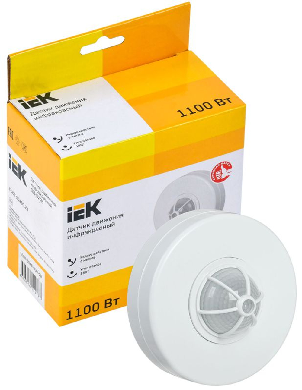 Детектор движения ДД 024В 1100Вт угол. обз. 180-360град. IP33 бел. IEK LDD11-024B-1100-001