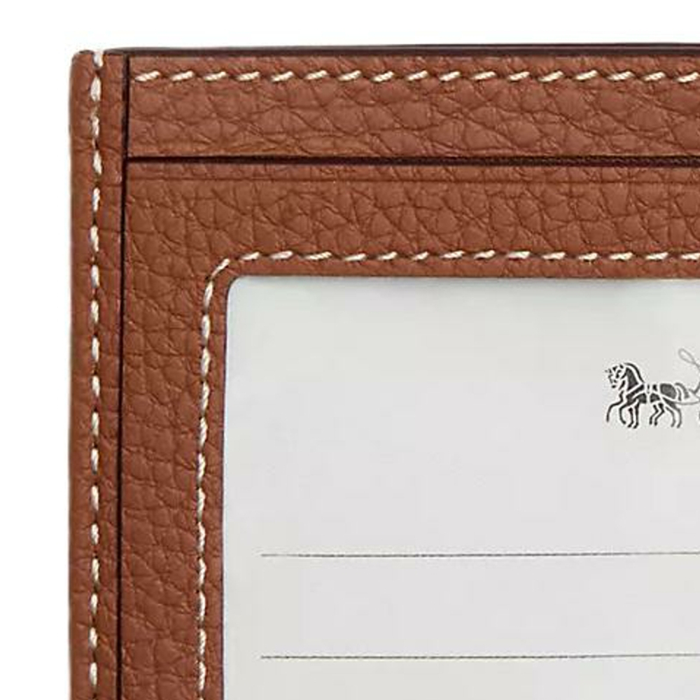 COACH Disney Collaboration Card Case Jacquard With Pebbled Leather Card Holder Unisex Brass Khaki