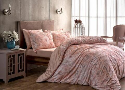 Комплект постельного белья ТАЧ Сатин Digital семейный "BLANCHE" V01-Розовый