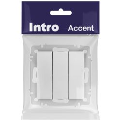 Выключатель Intro Accent 6-106-03 тройной, 10А-250В, IP20, СУ, AL/CU, алюминий | Intro
