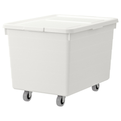 IKEA SOCKERBIT  (ИКЕА СОСКЕРБИТ)  -  Ящик на колесах с крышкой, белый, 38x51x37 см