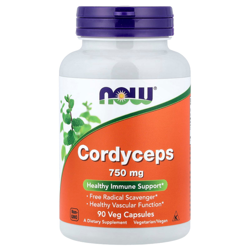 NOW Foods, кордицепс, 90 вегетарианских капсул (750 мг в 1 капсуле)