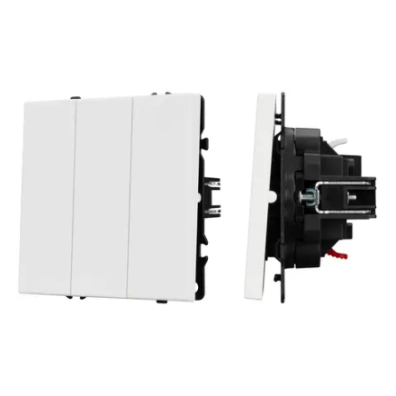 Механизм выключателя трехклавишный непроходной SWT-NOBE-MK03-SFPL-WH (230V, 10A) (Arlight, Белый кварц) 061801