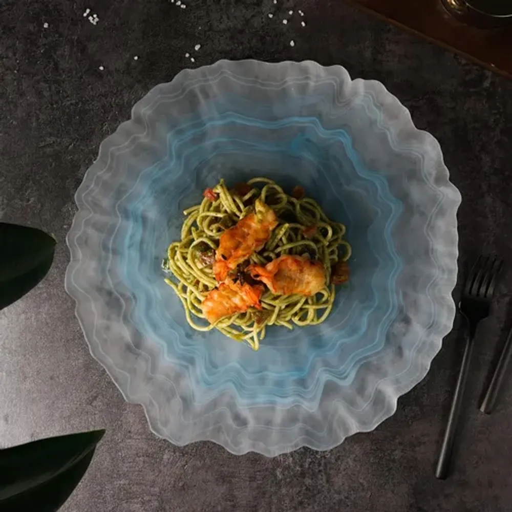 Блюдо круглое d 33 см h2 см Blue Sunset матовое стекло P.L. Proff Cuisine [6]