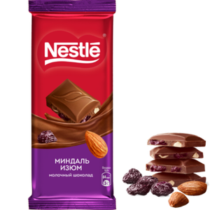 Шоколад Nestle молочный с миндалем и изюмом 82 г