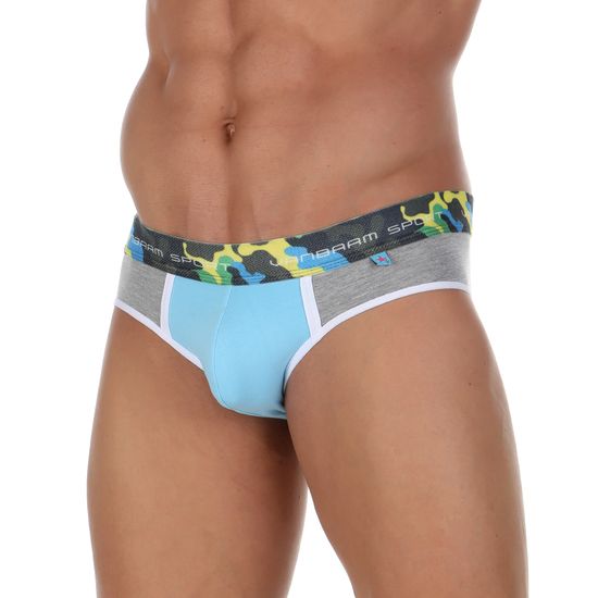 Мужские брифы серые с голубой вставкой Van Baam VB50756
