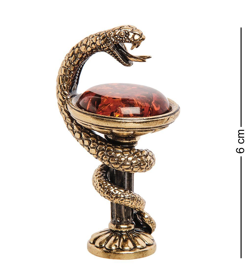 Народные промыслы AM-2726 Фигурка «Змея сосуд Гигеи» (латунь, янтарь)