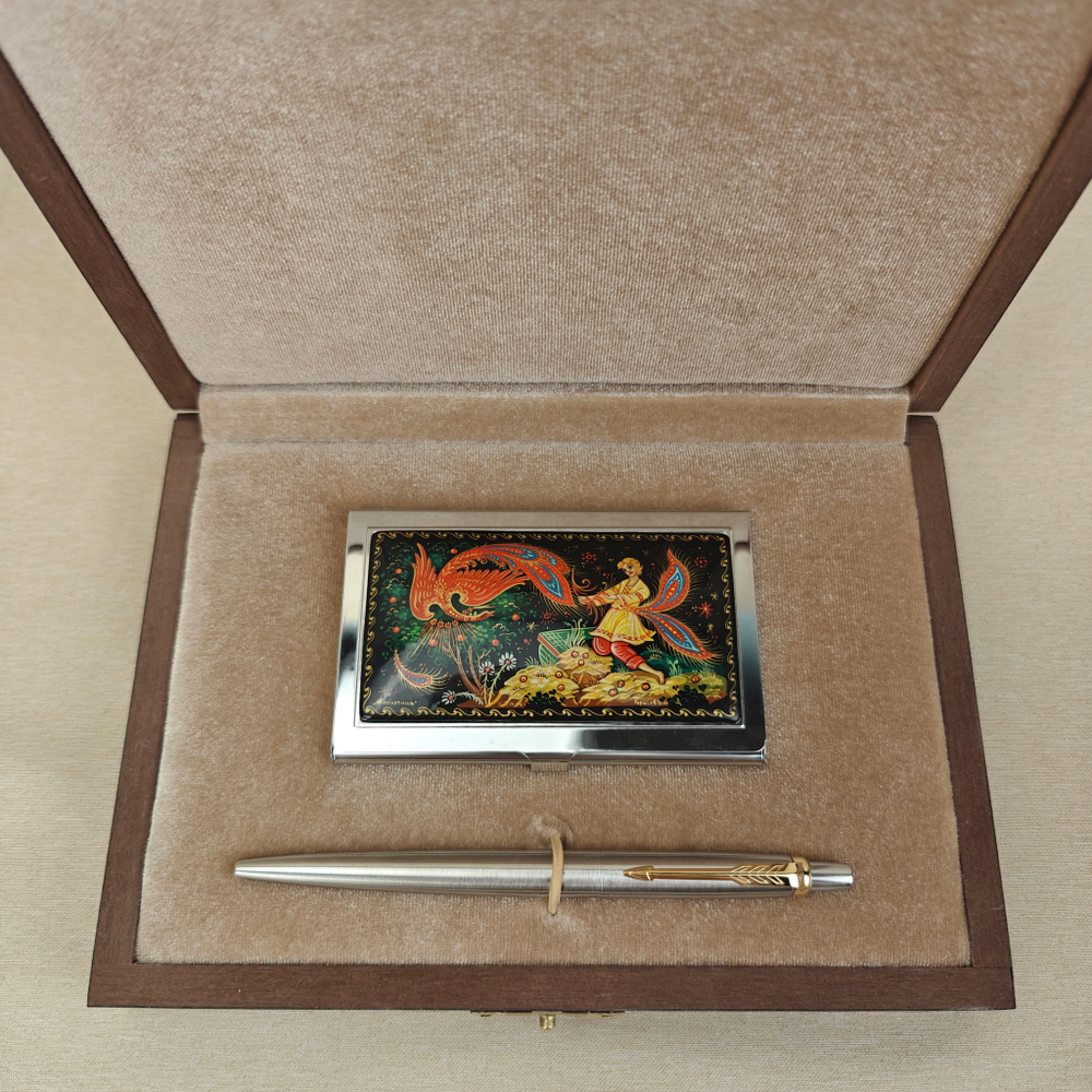 Набор подарочный "Иван-царевич и Жар-птица" с ручной росписью в футляре