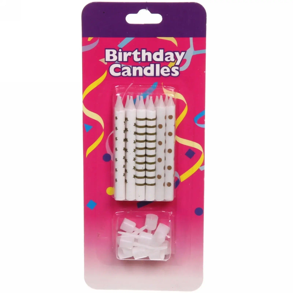 Свечи для торта «Вечеринка» 6 см (набор 12 шт), белый