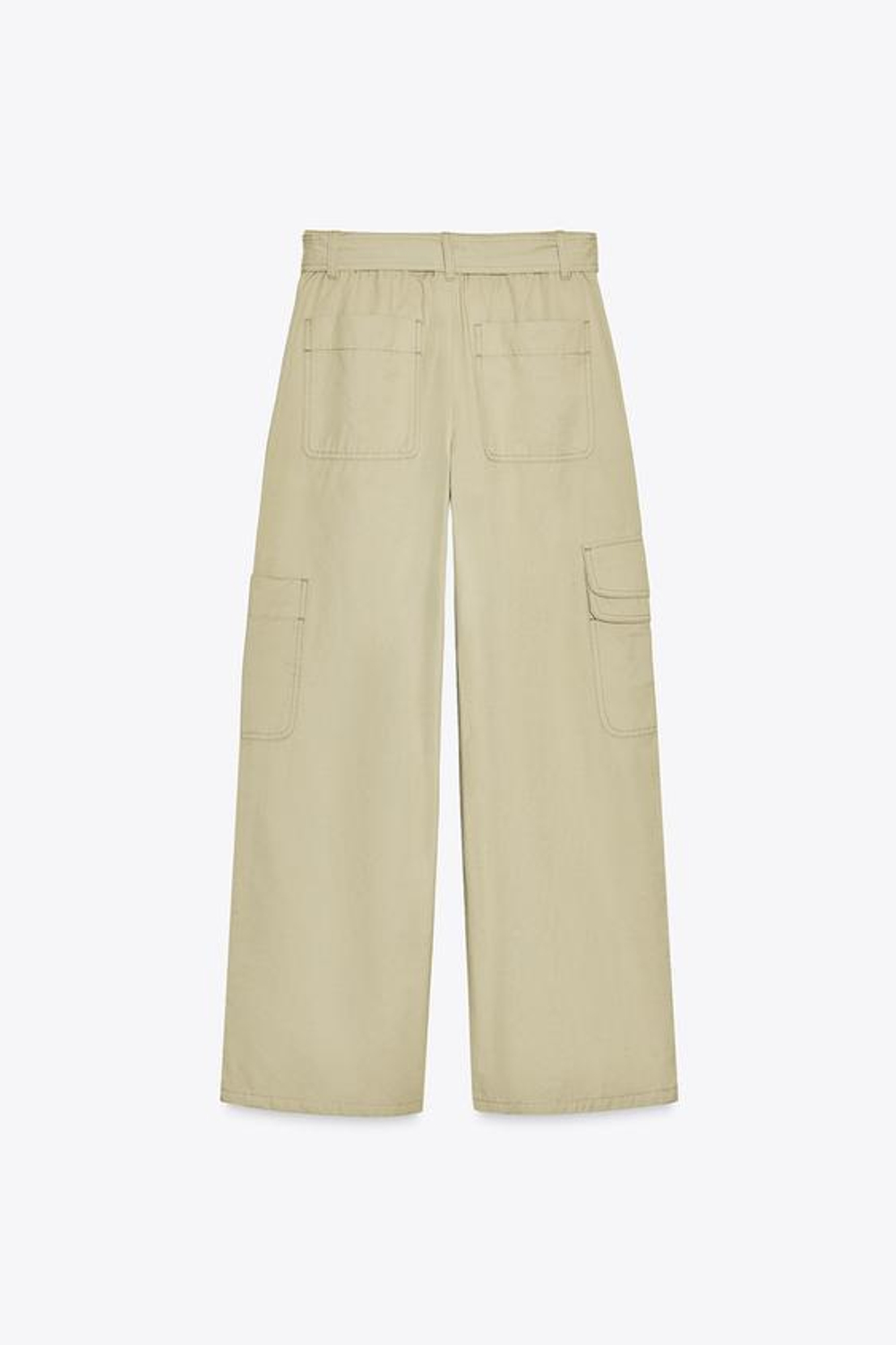 ZARA БРЮКИ КАРГО ОБЪЕМНОГО КРОЯ, СВЕТЛЫЙ ХАКИ