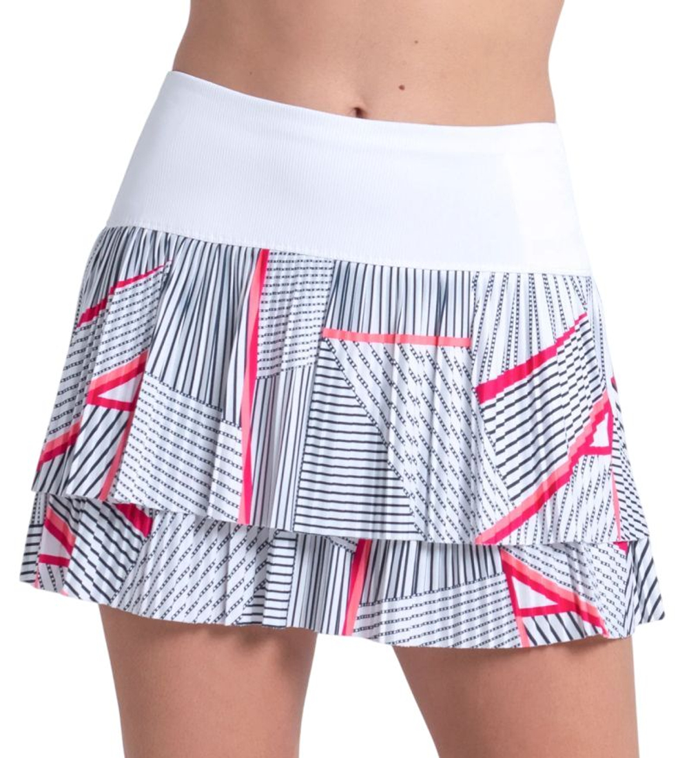 Теннисная юбка Lucky in Love Geo Glow Pleated - white
