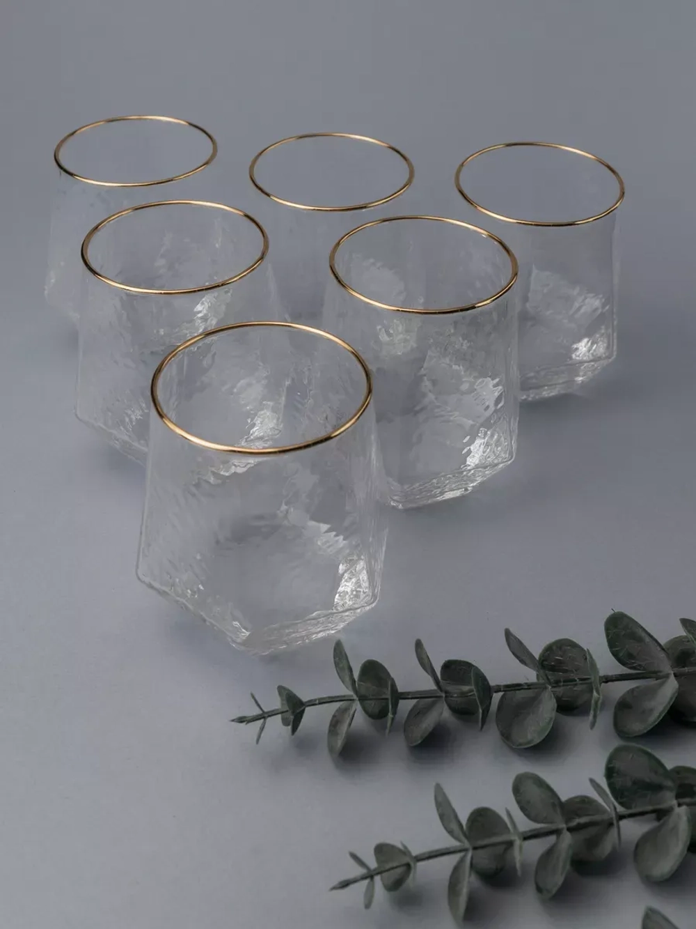 Набор шестигранных бокалов с рифленым стеклом 6 шт 300 мл.