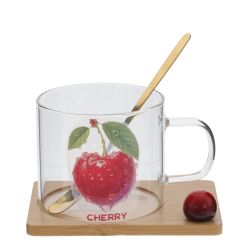 GAEM Кружка с ложкой на подставке, 290 мл, L12 W9 H7,5 см