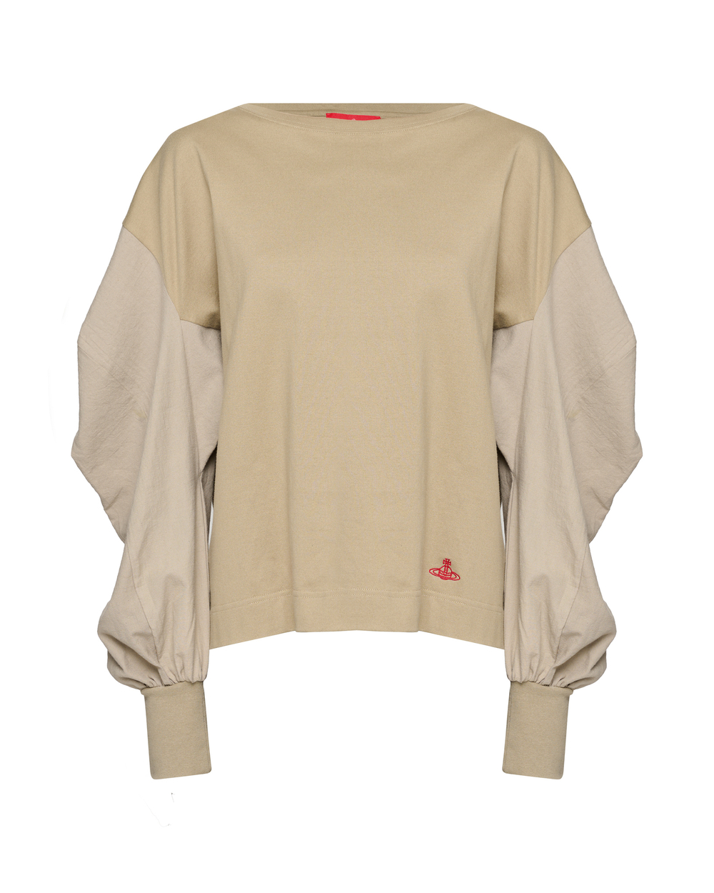 VIVIENNE WESTWOOD RED LABEL ЛОНГСЛИВ БЕЖЕВЫЙ С ВЫШИВКОЙ С ОБЪЕМНЫМИ РУКАВАМИ
