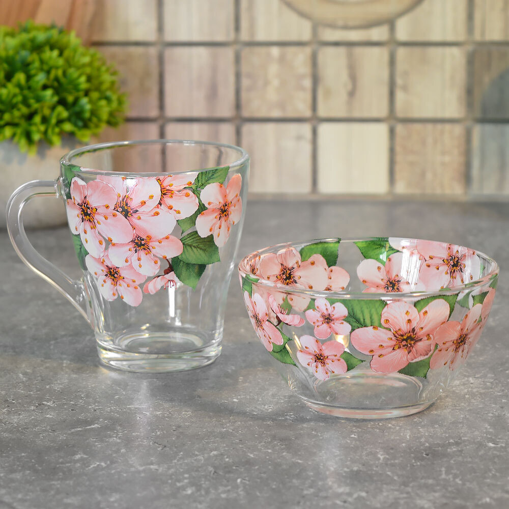 Набор "Ланч" 2 предмета (кружка 250мл, салатник 250мл) "Сакура"