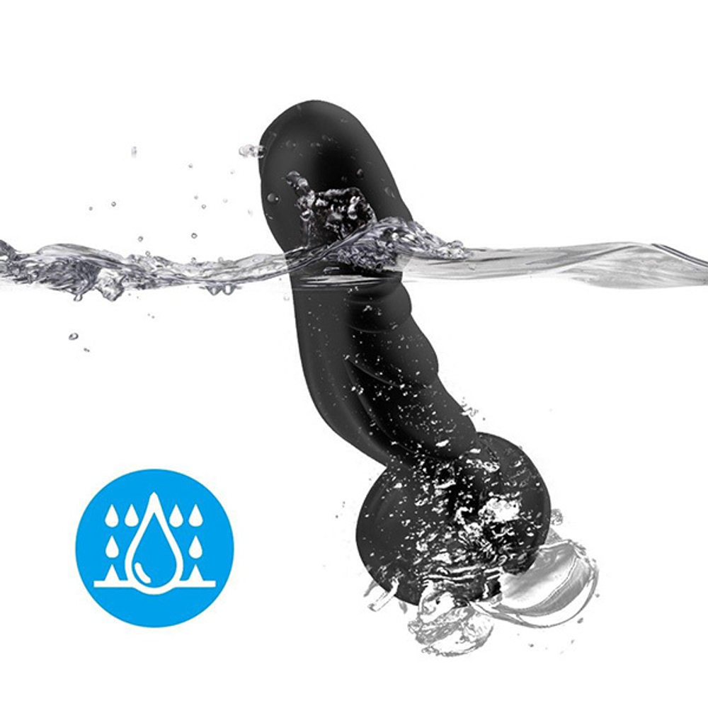 Черный анальный вибромассажер-реалистик 19см Silicone Toys USK-A02
