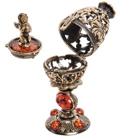 Народные промыслы AM-3280 Фигурка «Яйцо с Ангелом» (латунь, янтарь)