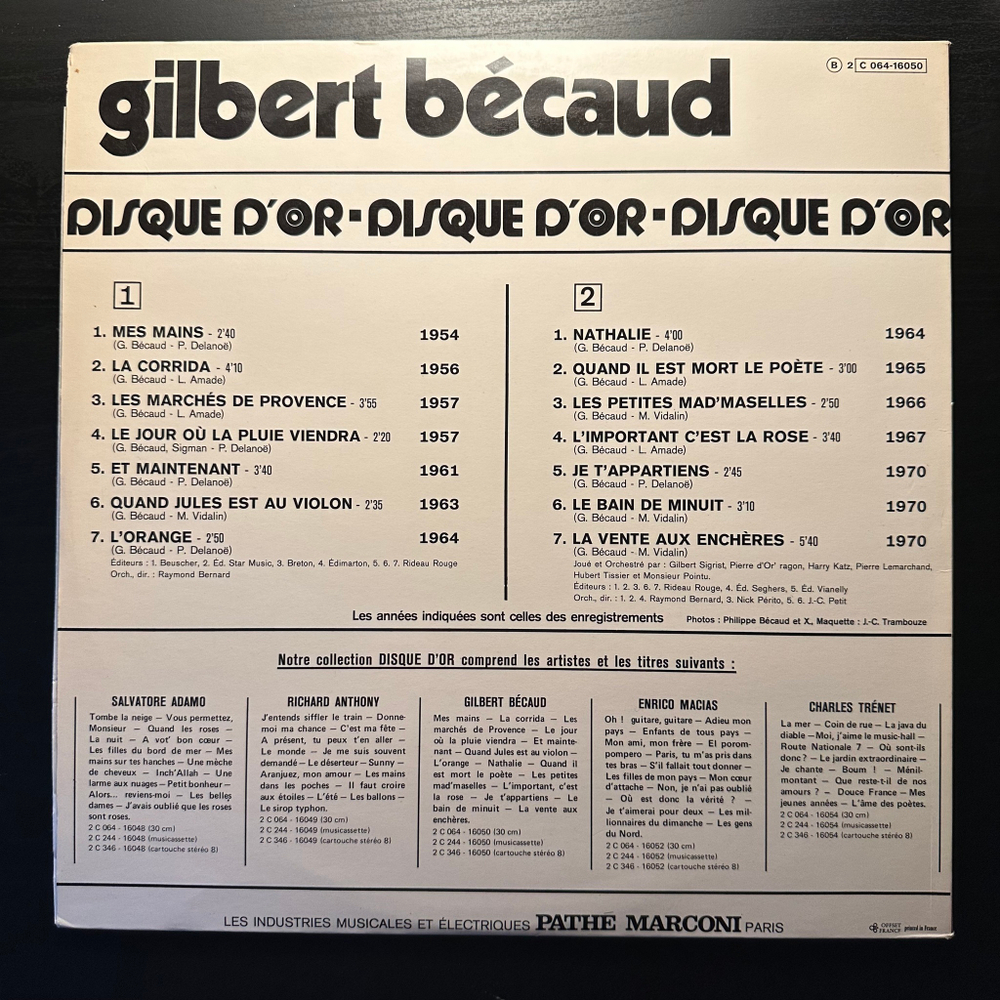 Gilbert Becaud - Disque D'Or (Италия 1972г.)