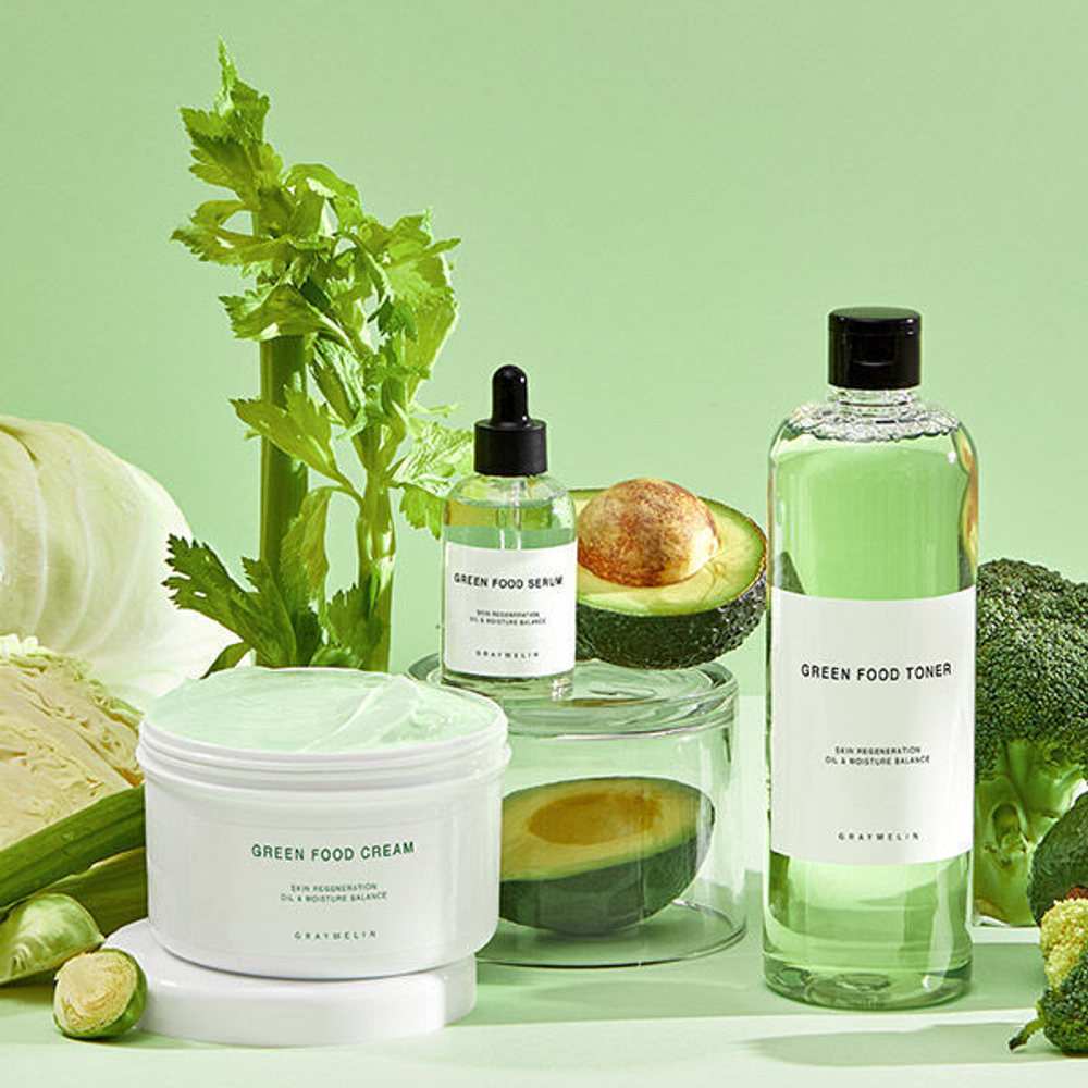 Крем для лица с экстрактами зеленых овощей и фруктов Graymelin Green Food Cream, 500гр