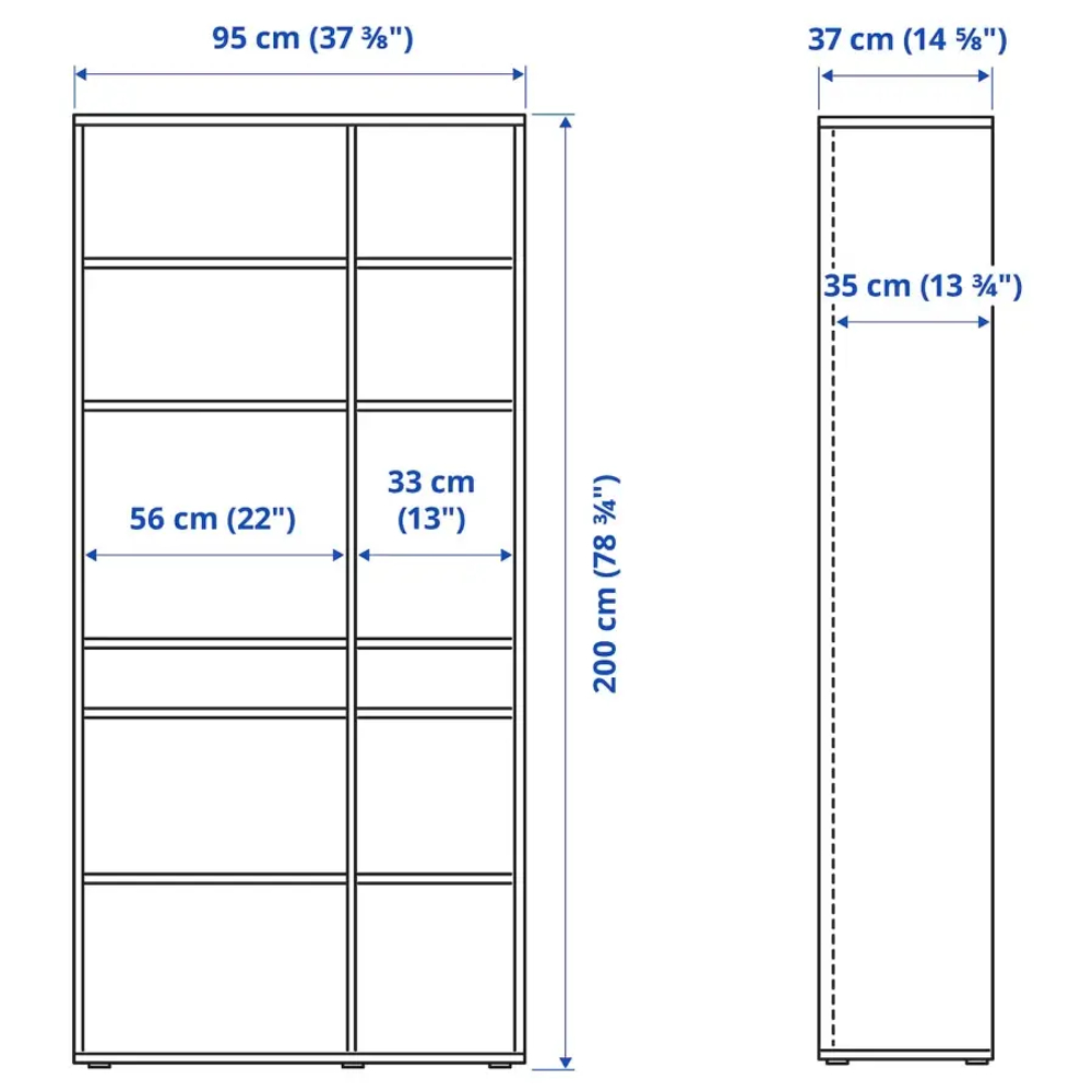 Открытый шкаф - VIHALS IKEA/ВИХАЛС ИКЕА, 37х95х200 см, белый