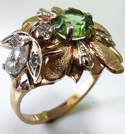 Кольцо Эстерелла золото 585, турмалин, бриллианты(н)