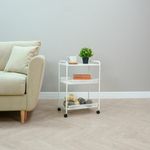 Этажерка офисно-бытовая "Ладья-33КС", 650х450х300 мм, 2 яруса + столик, металл, белая, Э 356 Б