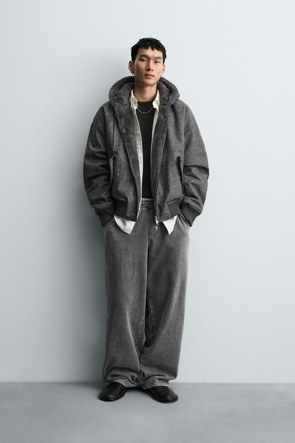 ZARA БОМБЕР REVERSIBLE, АНТРАЦИТОВО-СЕРЫЙ