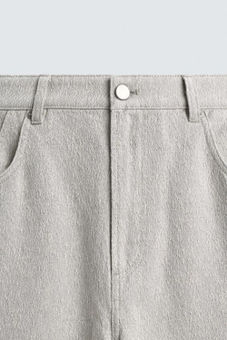 ZARA БРЮКИ STRAIGHT FIT ЖАККАРД, СЕРЫЙ