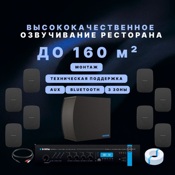 Высококачественный звук для ресторана (до 160 м²)