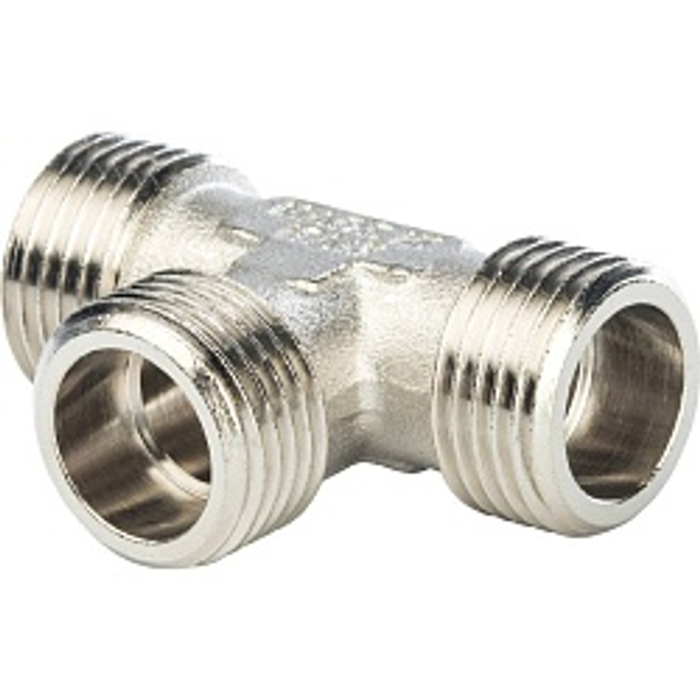 Тройник лат. 3/4"ННН STOUT (никель)