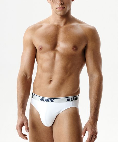 Мужские трусы (3шт) слипы спорт Atlantic 3MP-219, хлопок, белый