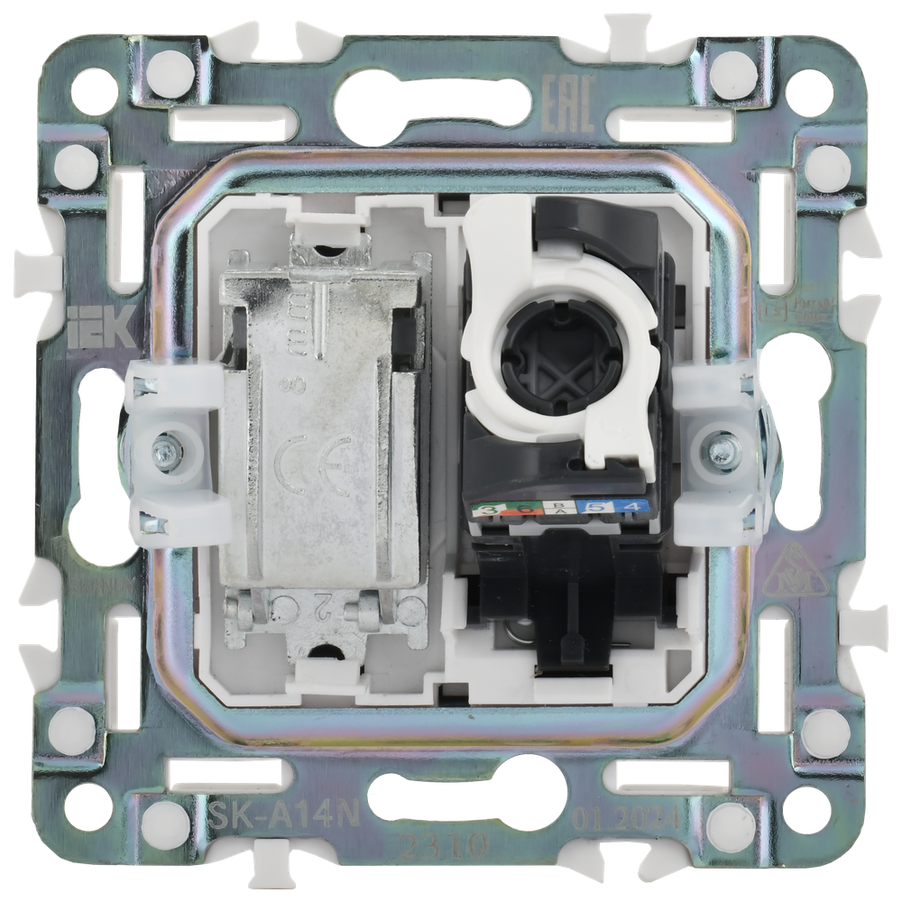 SKANDY Розетка двойная TV+RJ45 кат.6 SK-A15N металл никель IEK