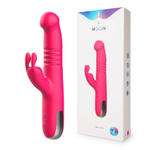 Розовый вибратор-ротатор со стимулятором клитора и возвратно-поступательными движениями - 22,4 см. (Цвет: розовый)