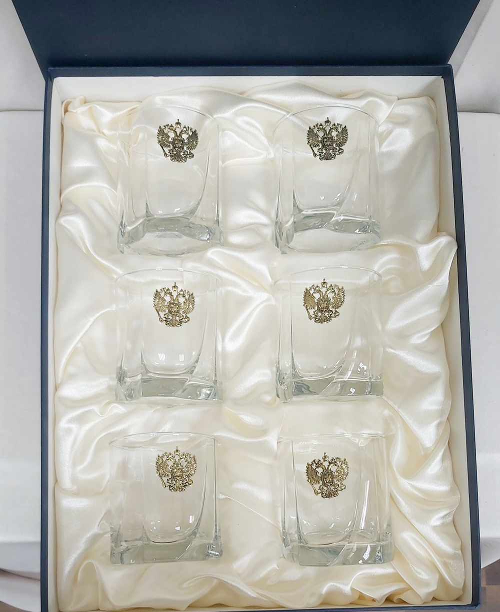 Набор из 6-ти бокалов для виски "Герб России" литье