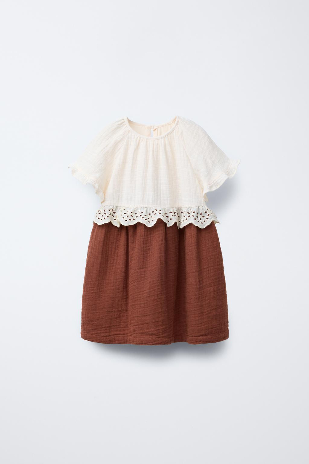 ZARA КОМБИНИРОВАННОЕ ПЛАТЬЕ С РЕЛЬЕФНОЙ ДЕТАЛЬЮ, ЭКРЮ