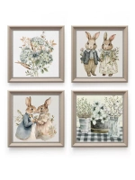 Картины на стену интерьерные на холсте 4 шт, 23*23 см