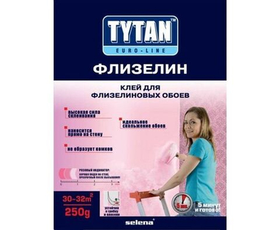 Tytan (Титан) Euro-line Флизелин клей д/флизелиновых обоев (с индикатором) 250г, арт.7017176